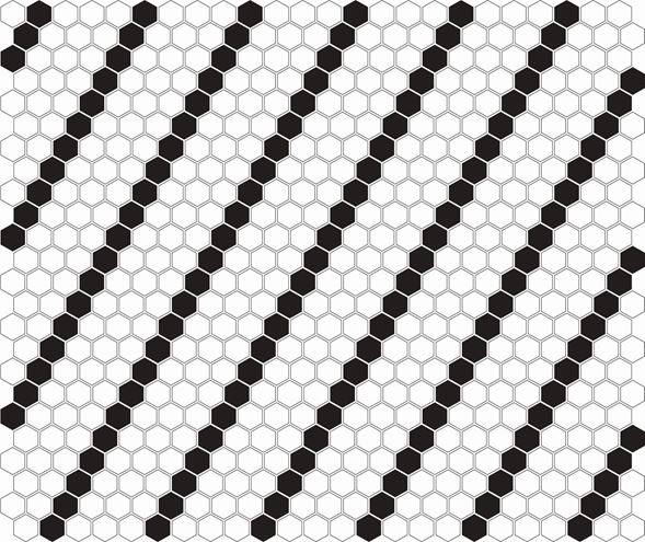 DUNIN HEXAGONIC mozaika 30x26(2,3x2,6)cm, lesk, white black lean MINI HEX. B&W LEAN Obrázek - fotka
