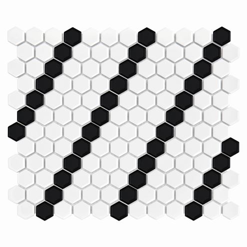 DUNIN HEXAGONIC mozaika 30x26(2,3x2,6)cm, lesk, white black lean MINI HEX. B&W LEAN Obrázek - Hlavní obrázek