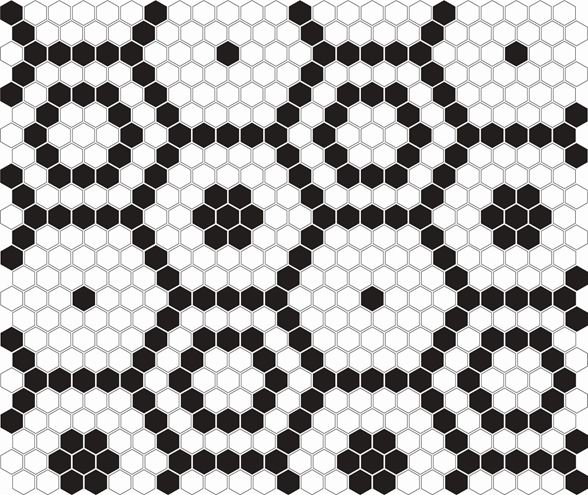 DUNIN HEXAGONIC mozaika 30x26(2,3x2,6)cm, lesk, white black bee MINI HEX. B&W BEE Obrázek - Hlavní obrázek