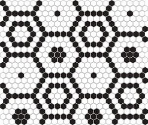 DUNIN HEXAGONIC mozaika 30x26(2,3x2,6)cm, lesk, white black bee