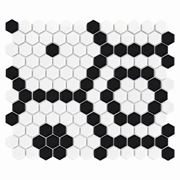 DUNIN HEXAGONIC mozaika 30x26(2,3x2,6)cm, lesk, white black bee MINI HEX. B&W BEE Obrázek - fotka