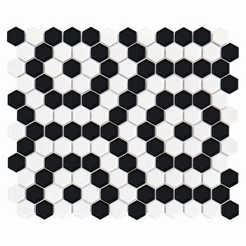 DUNIN HEXAGONIC mozaika 30x26(2,3x2,6)cm, lesk, white black nano MINI HEX. B&W NANO Obrázek - Hlavní obrázek