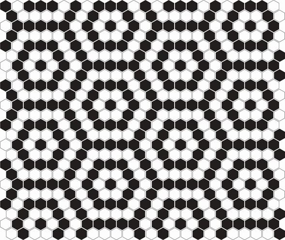 DUNIN HEXAGONIC mozaika 30x26(2,3x2,6)cm, lesk, white black nano MINI HEX. B&W NANO Obrázek - fotka