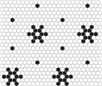 DUNIN HEXAGONIC mozaika 30x26(2,3x2,6)cm, lesk, white black snow MINI HEX. B&W SNOW Obrázek - fotka