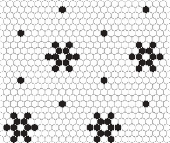 DUNIN HEXAGONIC mozaika 30x26(2,3x2,6)cm, lesk, white black snow MINI HEX. B&W SNOW Obrázek - fotka