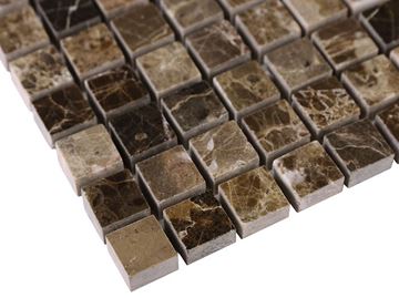 DUNIN TRAVERTINE + EMPERADOR mozaika 30,5x30,5(1,5x1,5)cm, lesk, brown EMPERADOR 15  Obrázek - fotka