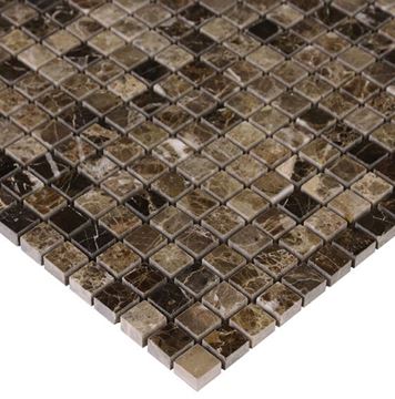 DUNIN TRAVERTINE + EMPERADOR mozaika 30,5x30,5(1,5x1,5)cm, lesk, brown EMPERADOR 15  Obrázek - fotka