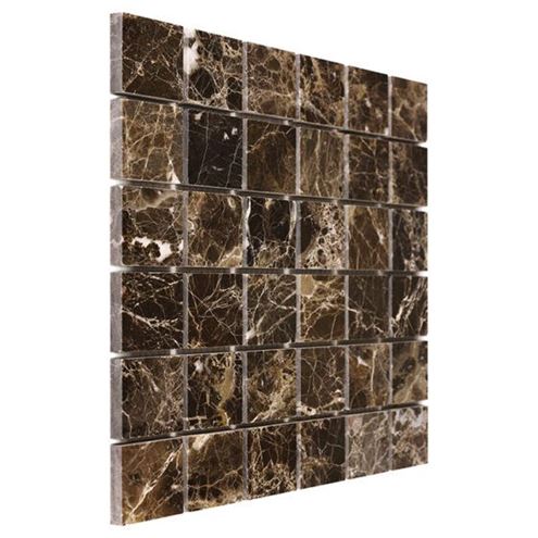 DUNIN TRAVERTINE + EMPERADOR mozaika 30,5x30,5(4,8x4,8)cm, lesk, brown EMPERADOR 48  Obrázek - fotka