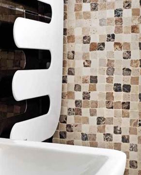 DUNIN TRAVERTINE + EMPERADOR mozaika 30,5x30,5(1,5x1,5)cm, lesk, beige TRAVER. WHITE 15   Obrázek - fotka