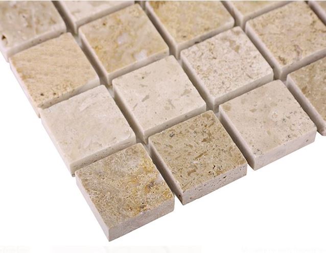 DUNIN TRAVERTINE + EMPERADOR mozaika 30,5x30,5(2,5x2,5)cm, lesk, beige TRAVER. CREAM 25  Obrázek - fotka