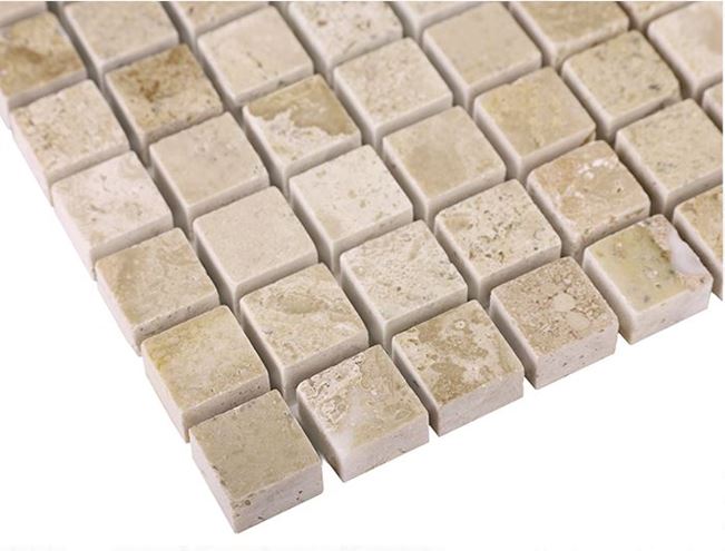 DUNIN TRAVERTINE + EMPERADOR mozaika 30,5x30,5(1,5x1,5)cm, lesk, beige TRAVER. CREAM MIX 15 Obrázek - fotka