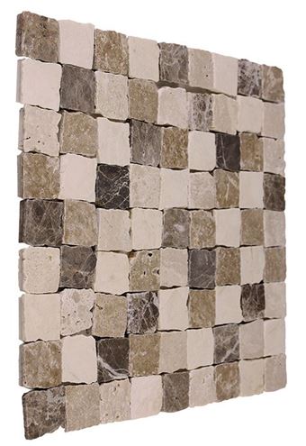 DUNIN TRAVERTINE + EMPERADOR mozaika 30,5x30,5(3,2x3,2)cm, mat, beige TR. BEND MIX 32 mat Obrázek - fotka