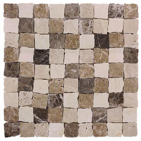 DUNIN TRAVERTINE + EMPERADOR mozaika 30,5x30,5(3,2x3,2)cm, mat, beige TR. BEND MIX 32 mat Obrázek - Hlavní obrázek