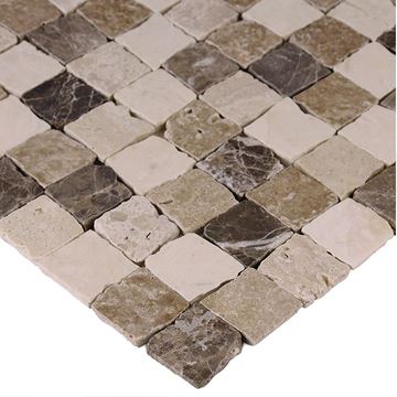 DUNIN TRAVERTINE + EMPERADOR mozaika 30,5x30,5(3,2x3,2)cm, mat, beige TR. BEND MIX 32 mat Obrázek - fotka