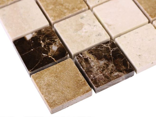 DUNIN TRAVERTINE + EMPERADOR mozaika 30,5x30,5(3,2x3,2)cm, lesk, beige TRAVER. MIX 32  Obrázek - fotka