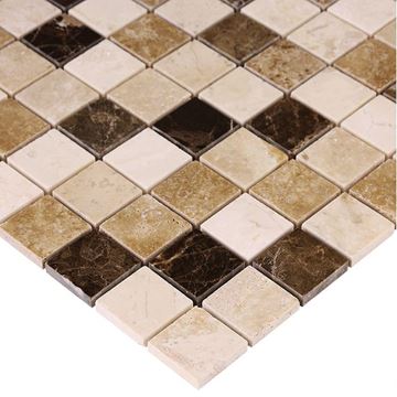 DUNIN TRAVERTINE + EMPERADOR mozaika 30,5x30,5(3,2x3,2)cm, lesk, beige TRAVER. MIX 32  Obrázek - fotka