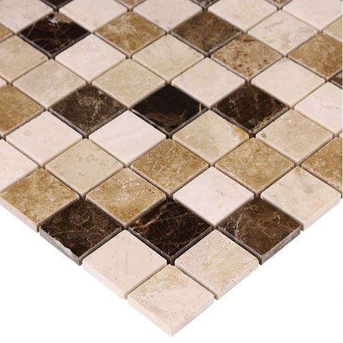 DUNIN TRAVERTINE + EMPERADOR mozaika 30,5x30,5(3,2x3,2)cm, lesk, beige TRAVER. MIX 32  Obrázek - fotka