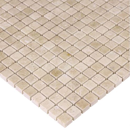 DUNIN TRAVERTINE + EMPERADOR mozaika 30,5x30,5(1,5x1,5)cm, lesk, beige TRAVER. WHITE 15   Obrázek - fotka