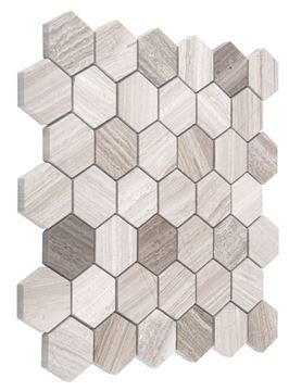 DUNIN WOODSTONE mozaika 29,8x30,2(4,8x5,5)cm, lesk, grey WS GREY HEXAGON 48 Obrázek - fotka