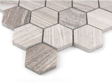 DUNIN WOODSTONE mozaika 29,8x30,2(4,8x5,5)cm, lesk, grey WS GREY HEXAGON 48 Obrázek - fotka