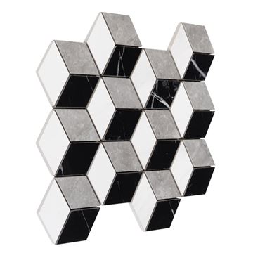 DUNIN LORDY mozaika 25,8x29,8cm, lesk, white/black ROSELL CARRARA GP Obrázek - fotka