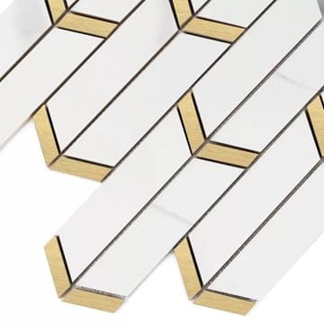 DUNIN LORDY mozaika 26,3x30cm, lesk, white/gold HILLSON CARRARA GP Obrázek - fotka