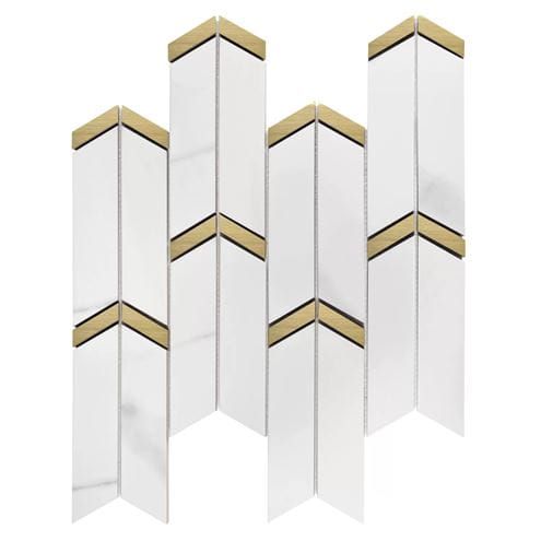 DUNIN LORDY mozaika 26,3x30cm, lesk, white/gold HILLSON CARRARA GP Obrázek - fotka