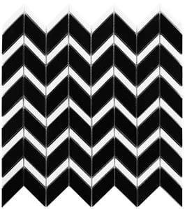 DUNIN BLACK & WHITE mozaika 30,5x30,5(5,1x1,3, 5,1x3,2)cm, lesk, white/black