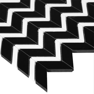 DUNIN BLACK & WHITE mozaika 30,5x30,5(5,1x1,3, 5,1x3,2)cm, lesk, white/black P. BLACK CHEVRON MIX Obrázek - fotka