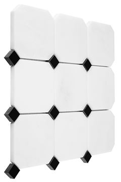 DUNIN BLACK & WHITE mozaika 30,5x30,5(10x10, 2x2)cm, lesk, white/black PURE B&W OCTAGON 100 Obrázek - fotka