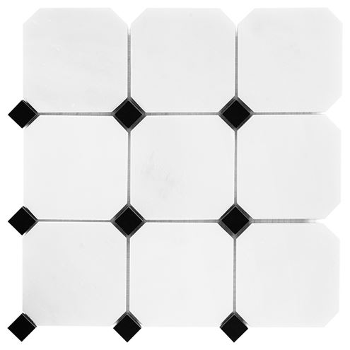 DUNIN BLACK & WHITE mozaika 30,5x30,5(10x10, 2x2)cm, lesk, white/black PURE B&W OCTAGON 100 Obrázek - Hlavní obrázek