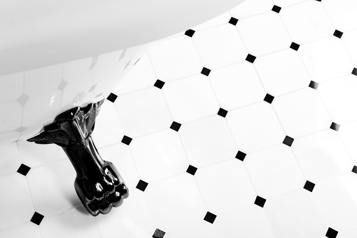 DUNIN BLACK & WHITE mozaika 30,5x30,5(10x10, 2x2)cm, lesk, white/black PURE B&W OCTAGON 100 Obrázek - fotka