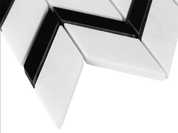 DUNIN BLACK & WHITE mozaika 30,5x30,5(5,1x1,3, 5,1x3,2)cm, lesk, white/black P. WHITE CHEVRON MIX Obrázek - fotka