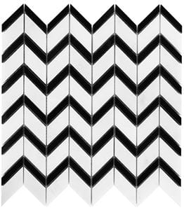 DUNIN BLACK & WHITE mozaika 30,5x30,5(5,1x1,3, 5,1x3,2)cm, lesk, white/black