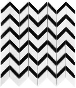 DUNIN BLACK & WHITE mozaika 30,5x30,5(5,1x1,3, 5,1x3,2)cm, lesk, white/black