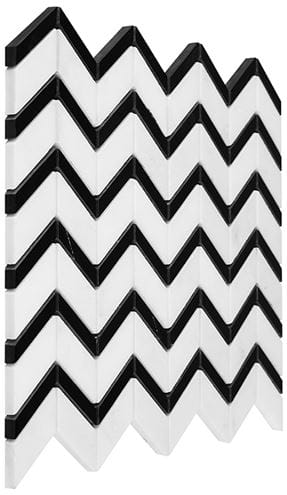 DUNIN BLACK & WHITE mozaika 30,5x30,5(5,1x1,3, 5,1x3,2)cm, lesk, white/black P. WHITE CHEVRON MIX Obrázek - fotka