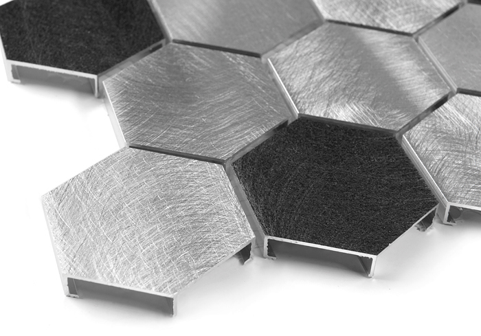 DUNIN METALLIC mozaika 30x30(4,8x5,5)cm, black/silver AL. GREY HEX. MIX 48 Obrázek - fotka