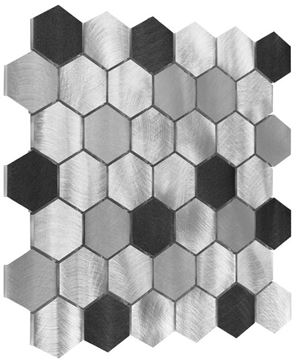 DUNIN METALLIC mozaika 30x30(4,8x5,5)cm, black/silver AL. GREY HEX. MIX 48 Obrázek - fotka