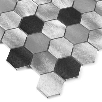 DUNIN METALLIC mozaika 30x30(4,8x5,5)cm, black/silver AL. GREY HEX. MIX 48 Obrázek - fotka