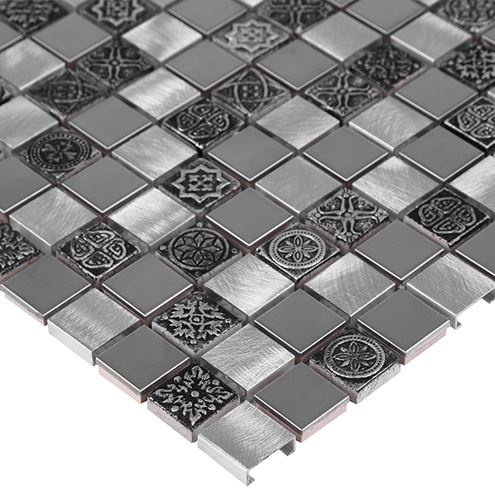 DUNIN METALLIC mozaika 30x30(2,3x2,3)cm, black/silver AL. GREY MIX 23 Obrázek - fotka