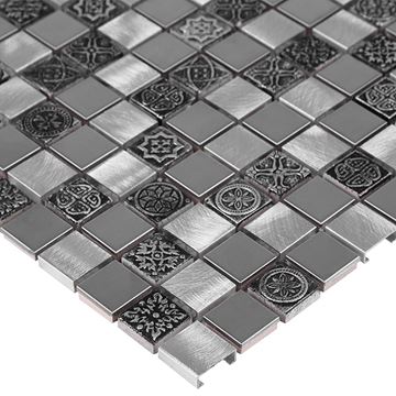 DUNIN METALLIC mozaika 30x30(2,3x2,3)cm, black/silver AL. GREY MIX 23 Obrázek - fotka