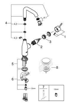 GROHE ESSENCE NEW umývadlová stojanková batéria, Water Saving, phantom black 24177KF1 Obrázek - fotka