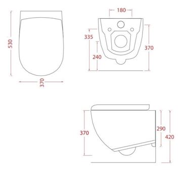 ARTCERAM FILE 2.0 závesné WC, Rimless splachovanie, matná biela FLV004 05,30 Technický nákres