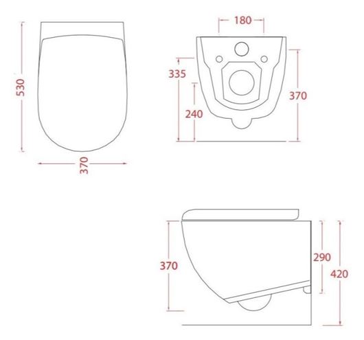 ARTCERAM FILE 2.0 závesné WC, Rimless splachovanie, matná čierna FLV004 17,30 Technický nákres