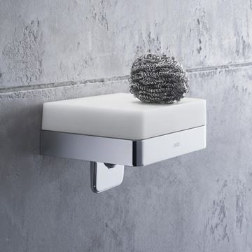 AXOR UNIVERSAL dávkovač tekutého mydla 180 ml, s poličkou, nástenný, sklo, chróm 42819000 Obrázek - fotka