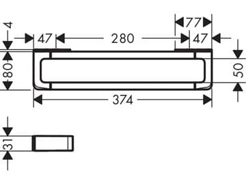 AXOR UNIVERSAL držiak uteráka 374 mm, chróm 42830000 Technický nákres