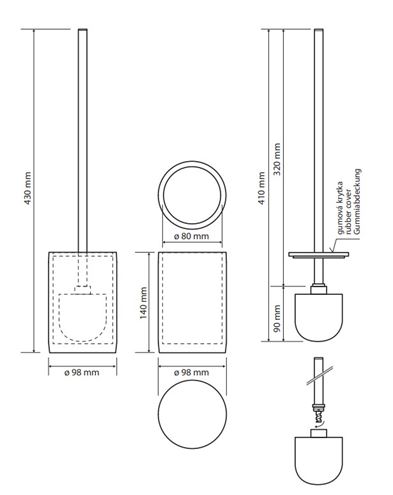 BEMETA GAMMA WC kefa, na postavenie, biela/chróm 145713324 Technický nákres