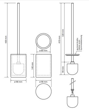 BEMETA GAMMA WC kefa, na postavenie, čierna/chróm 145613320 Technický nákres