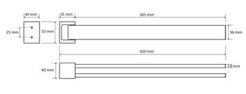 BEMETA GAMMA držiak uterákov 420 mm, dvojramenný, otočný, chróm 145804102 Technický nákres