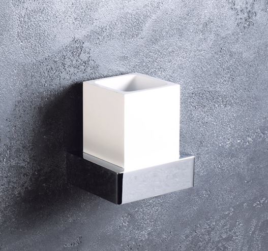 BEMETA GAMMA nástenná nádobka, sklo, matná biela/chróm 145511012 Obrázek - fotka